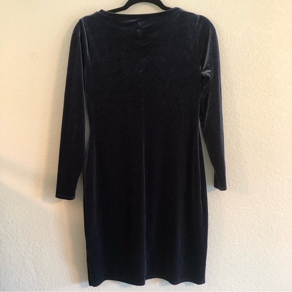 J. Crew Midnight Blue Velvet Like Long Sleeve Mini Dress - Picture 6 of 6